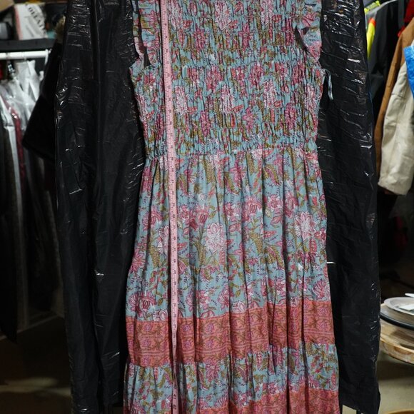 Calypso St. Barth NWT Blue Floral Print Smocked Tiered Maxi Dress XL/TG - Picture 7 of 8